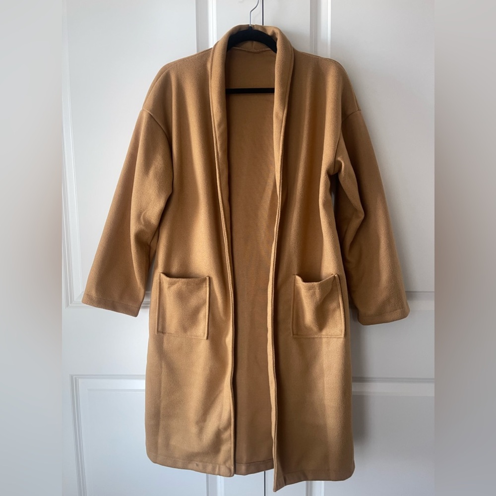 Long camel coatigan NWOT